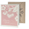 Load image into Gallery viewer, Card with floral design and text on pink background Blossom Bitch Swedish dishcloth greeting cards clards.com