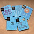 Load image into Gallery viewer, Set of blue greeting Clards greetings that turn into reusable cleaning cloths, Swedish dishcloths with various messages soakitup.shop
