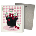 Load image into Gallery viewer, Clards eco-friendly greeting card - Cherry bucket polka dot backgound - turns into 2 reusable sponge cleaning cloths.