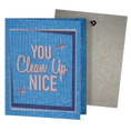 Load image into Gallery viewer, Clards eco-friendly greeting card - Mid-mod design You Clean Up Nice text – Greeting - turns into 2 reusable sponge cleaning cloths.