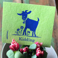 Load image into Gallery viewer, Kidding Goat in tulips- Green Swedish Dishcloths soakitup.shop
