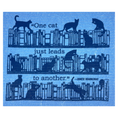 Load image into Gallery viewer, "one cat just leads to another"–Ernest Hemingway cute cats in bookshelves blue Swedish dishcloth soakitup.shop