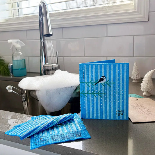 5 Chickadees Holiday Moon Greeting Card Turns Into