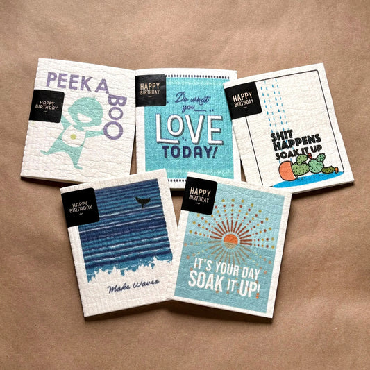 Collection of greeting Clards.com turn into reusable cleaning cloths Swedish dishcloths