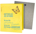Load image into Gallery viewer, Yellow sponge cloth with butterfly print and teal betty white quote featuring two reusable swedish sponge cloths
