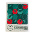 Load image into Gallery viewer, A festive green and red reusable swedish sponge cloth with a white textured fabric base from cardinal branches greeting card turns cleaning cloths
