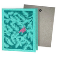 Load image into Gallery viewer, A teal textured reusable swedish sponge cloth with an embossed pink cardinal and pine branches design greeting card turns eco-friendly
