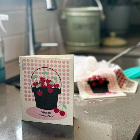 Cherish You Cherry Much Greeting Card Turns Swedish Sponge