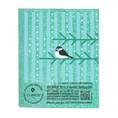 Load image into Gallery viewer, Teal glittery reusable swedish sponge cloth with black and white chickadee on green branches and vertical stripes
