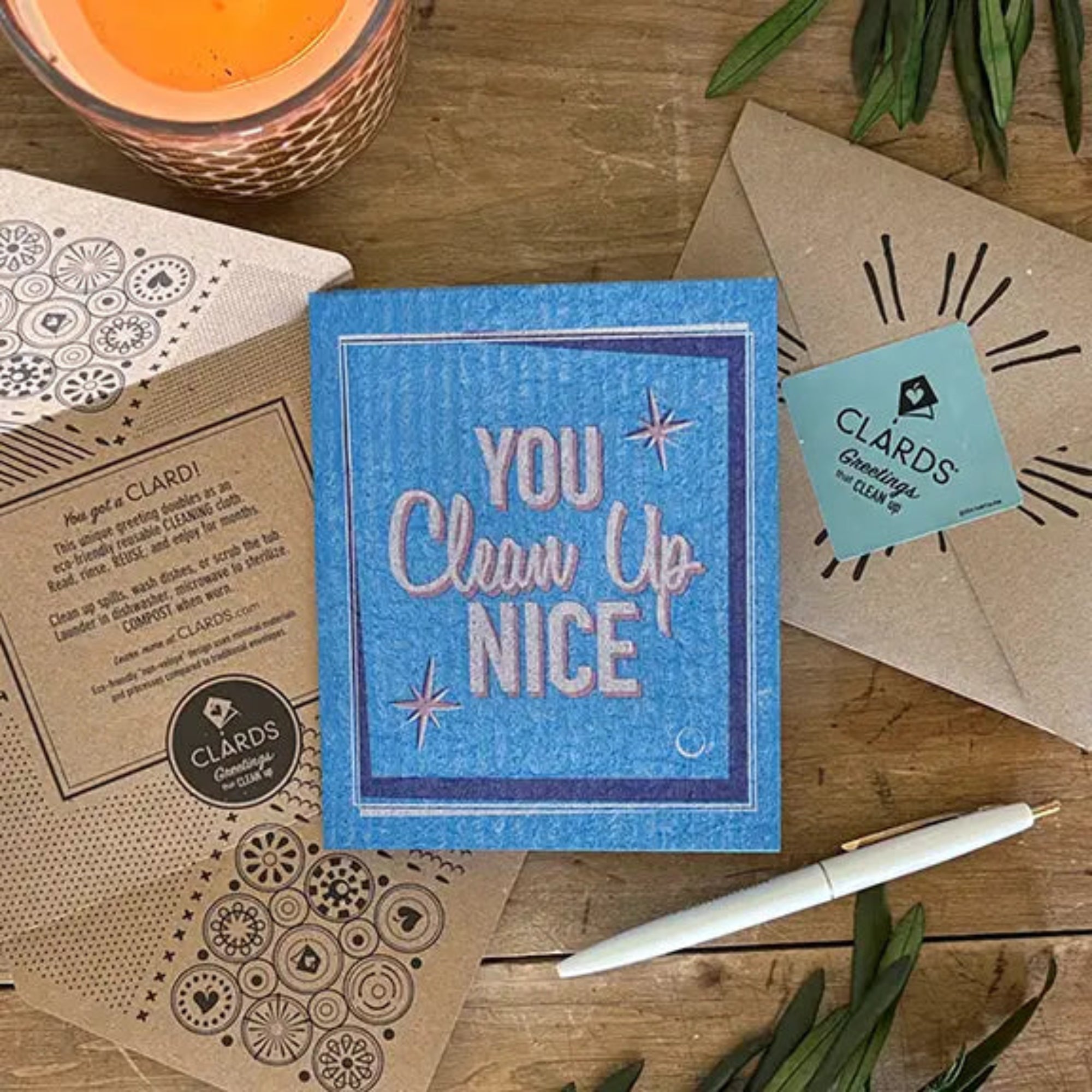 You Clean Up Nice Clards—Greetings turn into reusable cleaning cloths soakitup.shop