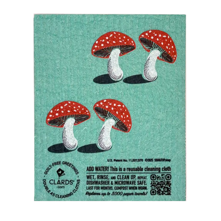 Fungi Frog –Greeting Card Turns to Swedish Sponge Cloth