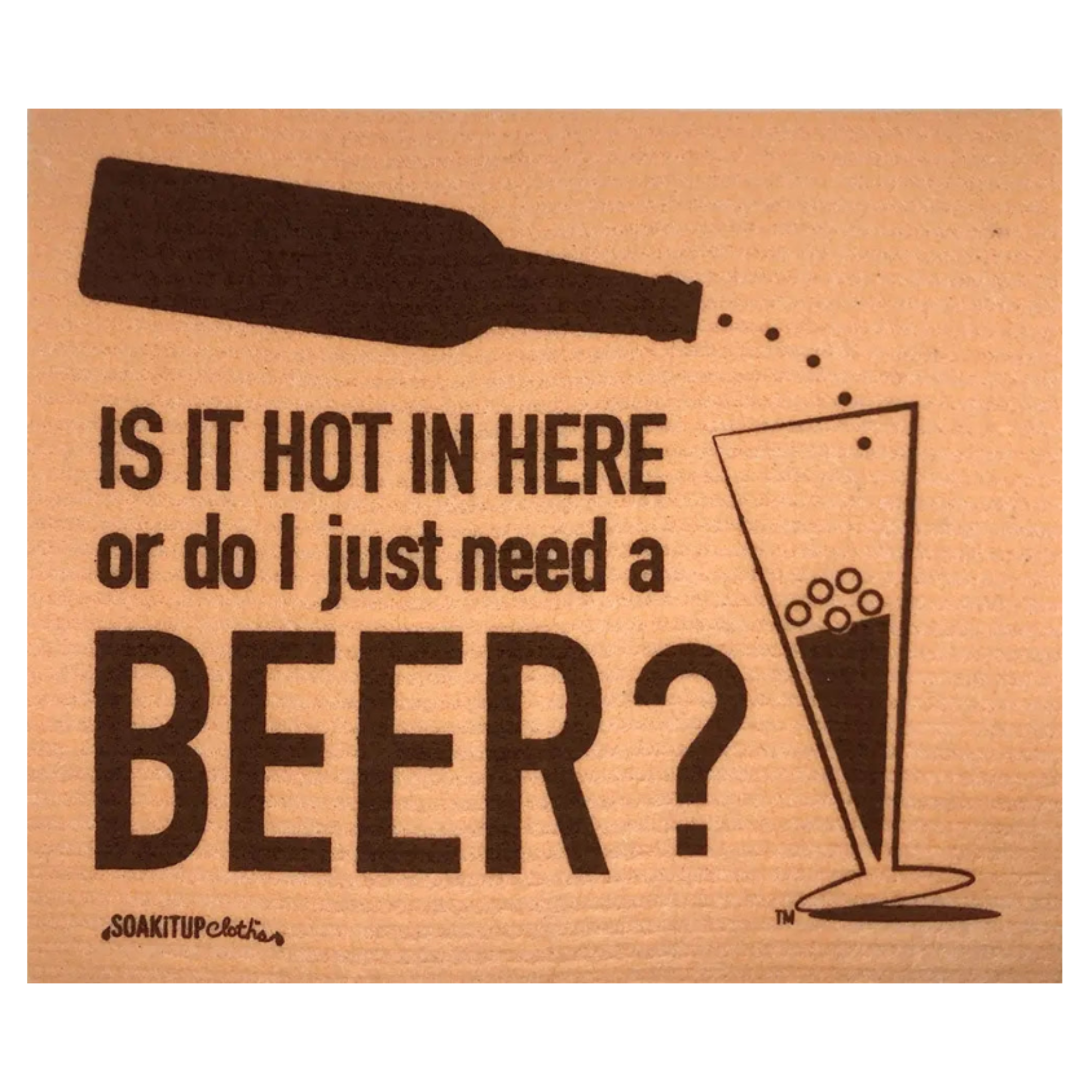 Is it hot in here or do I just need a BEER? Orange Swedish dishcloth  soakitup.shop