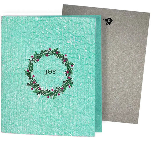 Joy Holiday Wreath Clard—Greetings that Clean Up - Eco