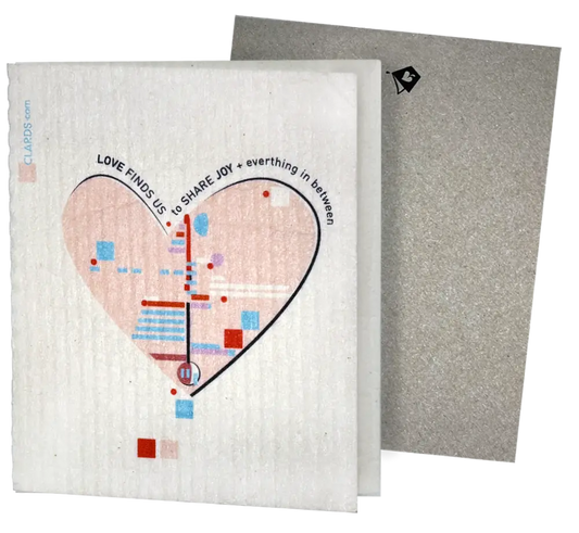 Love Finds Us –Greeting Card Turns Swedish Sponge Cloth