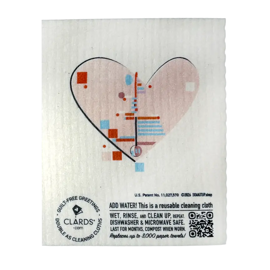 Love Finds Us –Greeting Card Turns Swedish Sponge Cloth