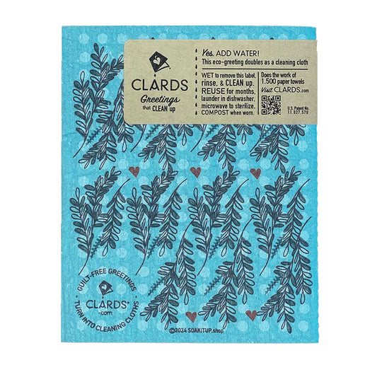 Back of love and Light Hanukkah Menorah Clard—greeting that turn into reusable cleaning cloths