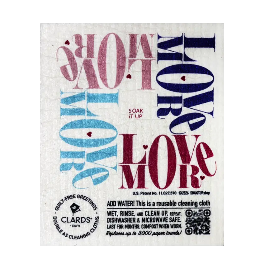 Love More –Greeting Card Turns Swedish Sponge Cloth | Soak