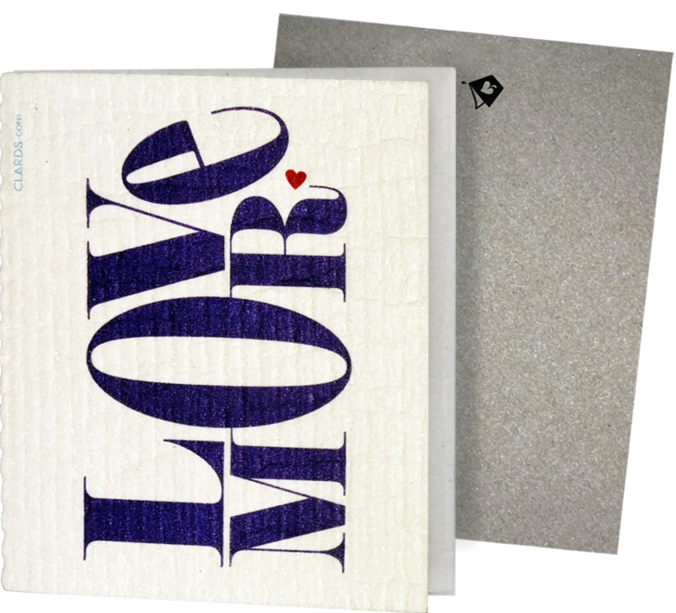Greeting Clard sponge with Love More text greeting that cleans up