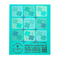 Load image into Gallery viewer, Teal reusable cleaning cloth with four leaf clovers pattern from clards lucky day eco greeting card is microwave safe
