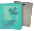 Load image into Gallery viewer, Teal lucky day eco greeting card with shamrocks that turns into microwave safe swedish sponge cloths like fungi frog
