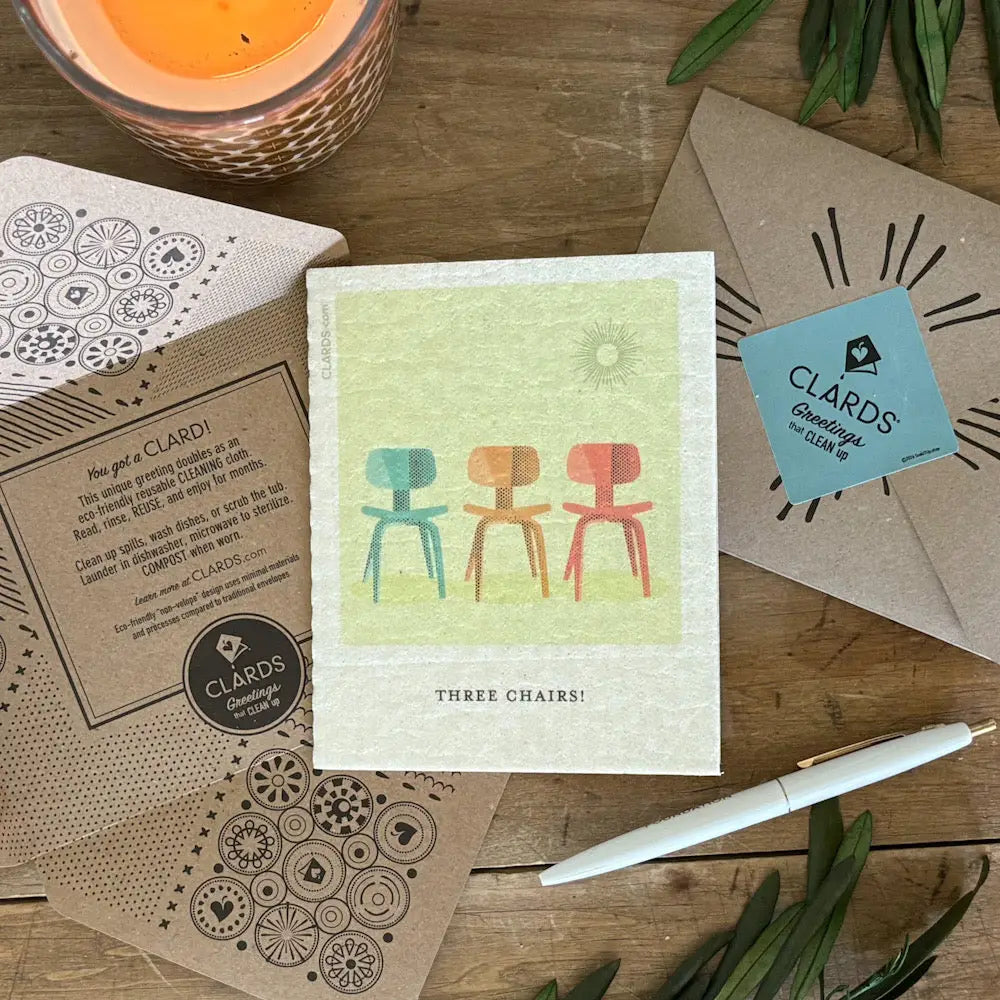 Three Chairs! 2-in-1 Greeting Clard® Eco Cloth - Eco