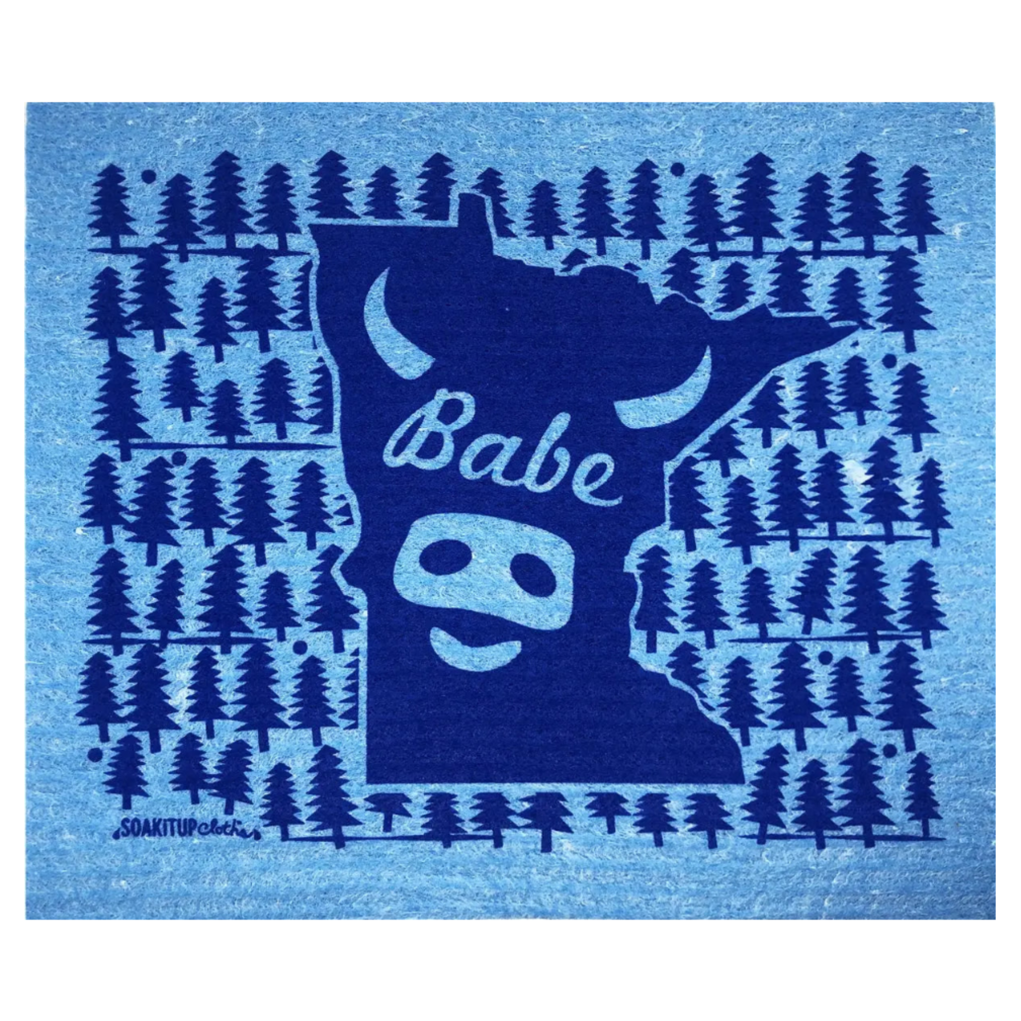Minnesota Babe in shape of state blue Swedish dishcloth from soaktup.shop 