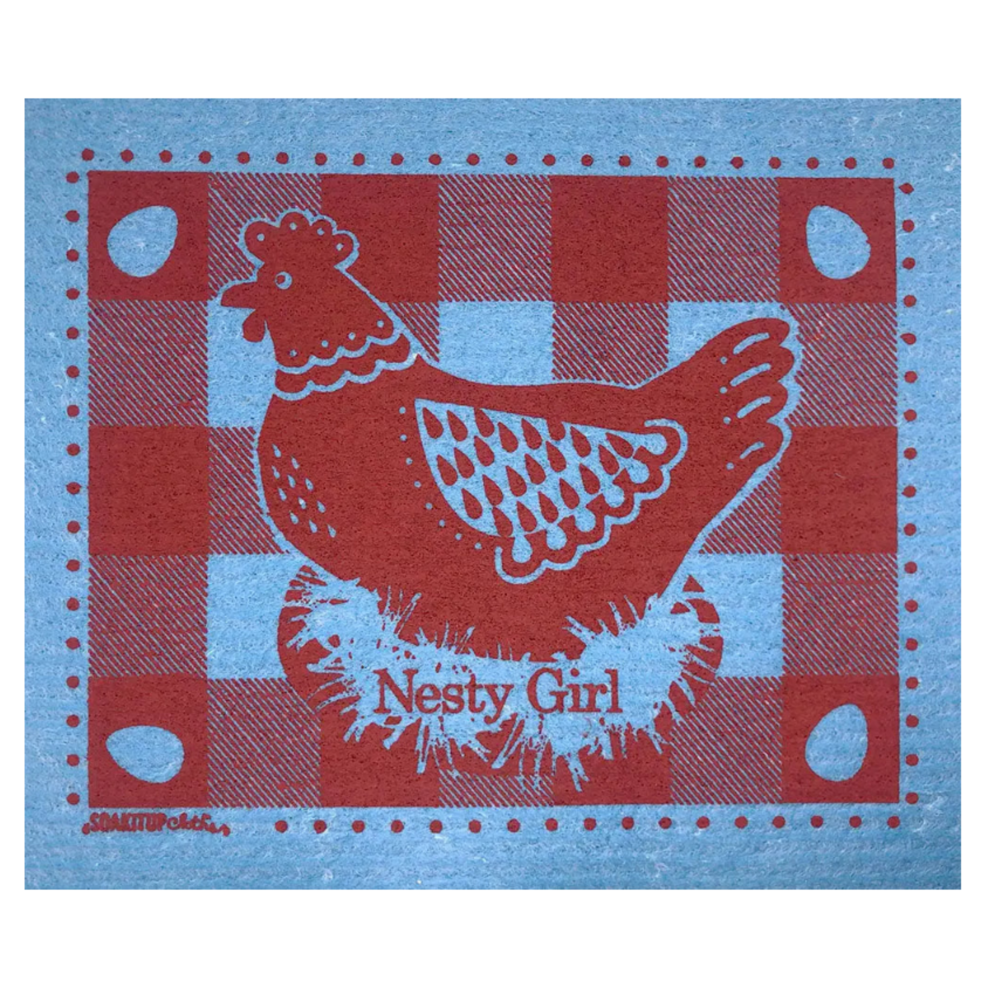 Nesty Girl Hen Blue - blue - Swedish Dishcloths soakitup.shop