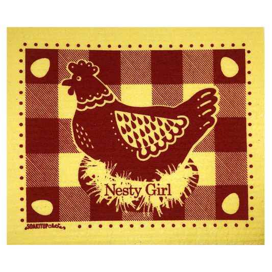 Nesty Girl Hen Blue - yellow - Swedish Dishcloths