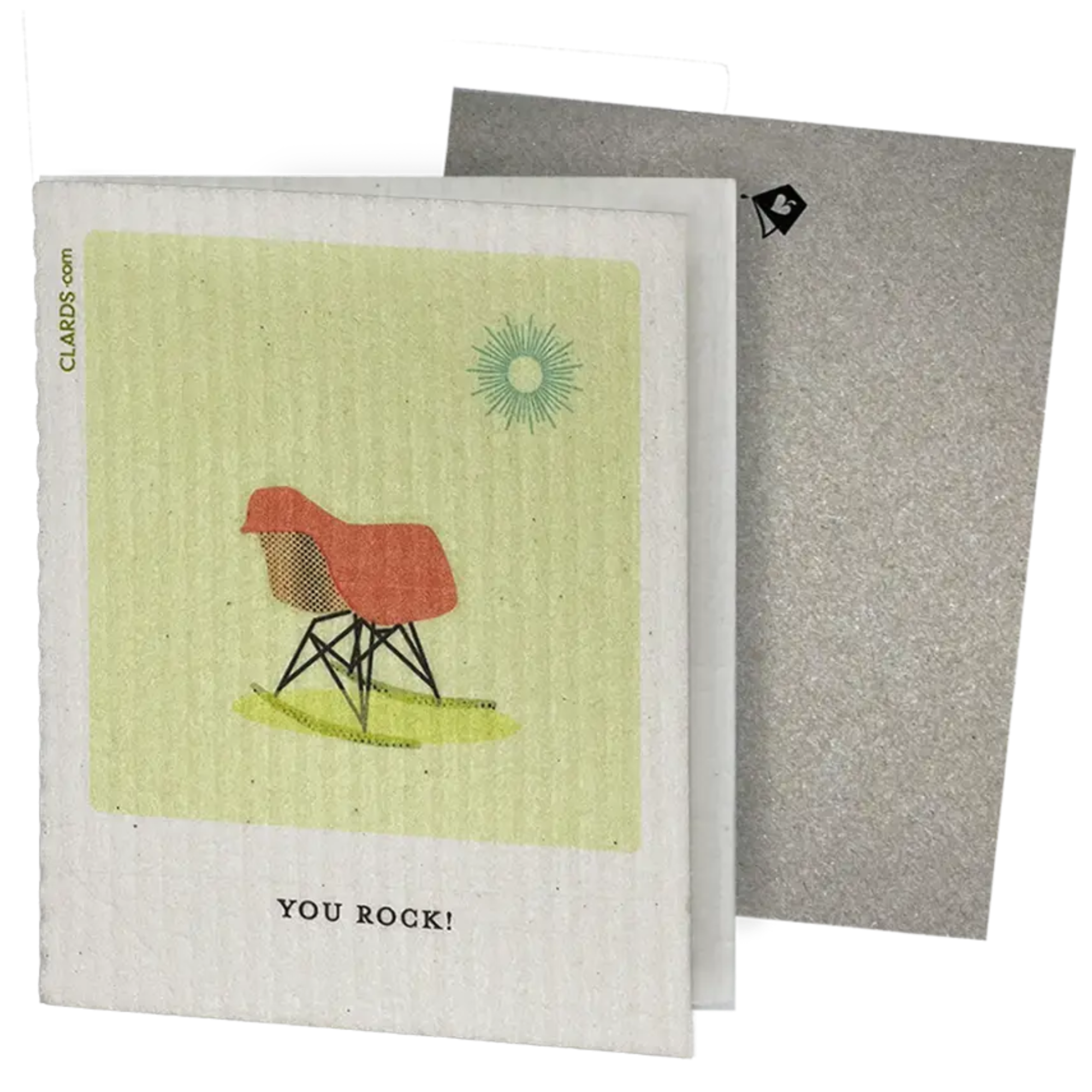 You Rock! Mid-century Rocker Greeting Card Turns Into cleaning cloth SoakiTUp.shop