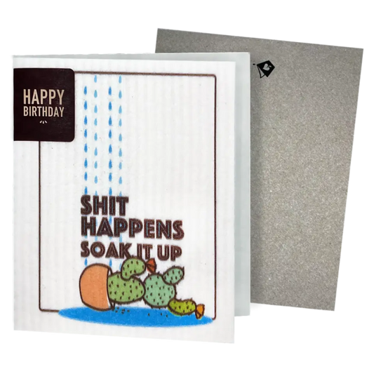 Sh*t Happens Soak iT Up Cactus Clards—Greetings that Clean turn into cleaning cloths soakitup.shop