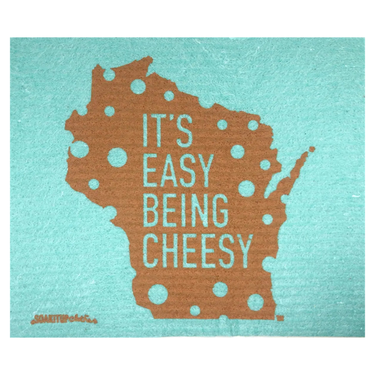 Wisconsin It's Easy Being Cheesy Swedish dishcloth gift Soakitup.shop 