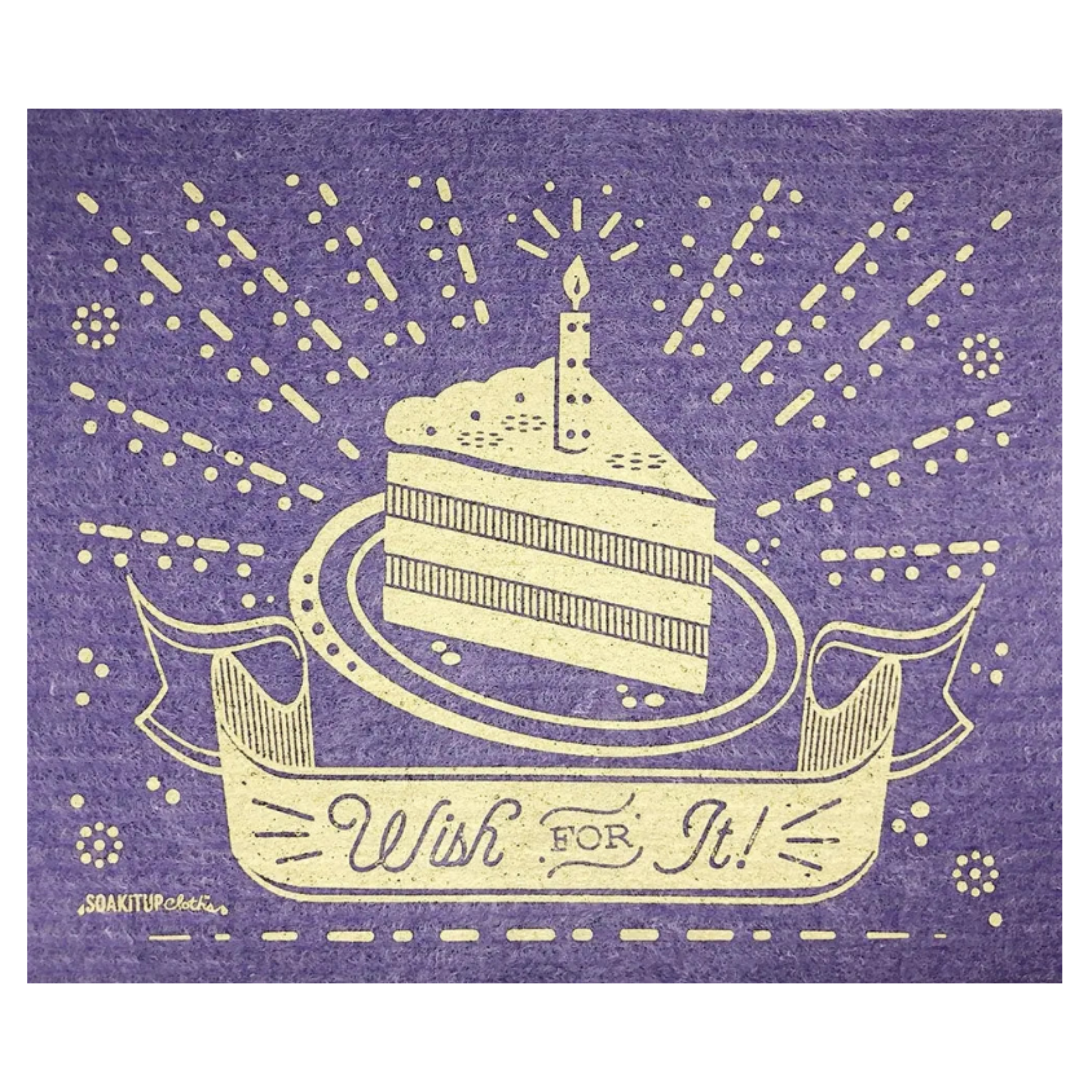 Wish for it! Cake Purple Swedish Dishcloth  soakitup.shop