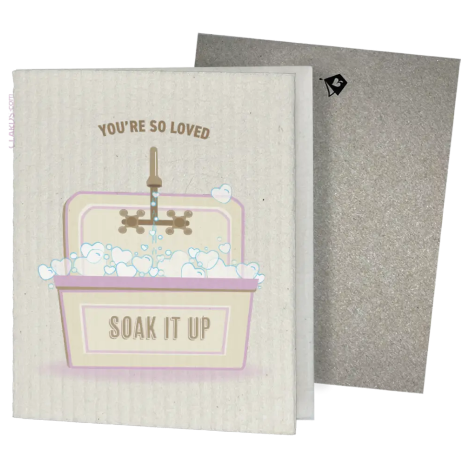 You’re So Loved Soak iT Up Clards eco-friendly greeting card - sink bubbles- turns into 2 reusable sponge cleaning cloths. soakitup.shop